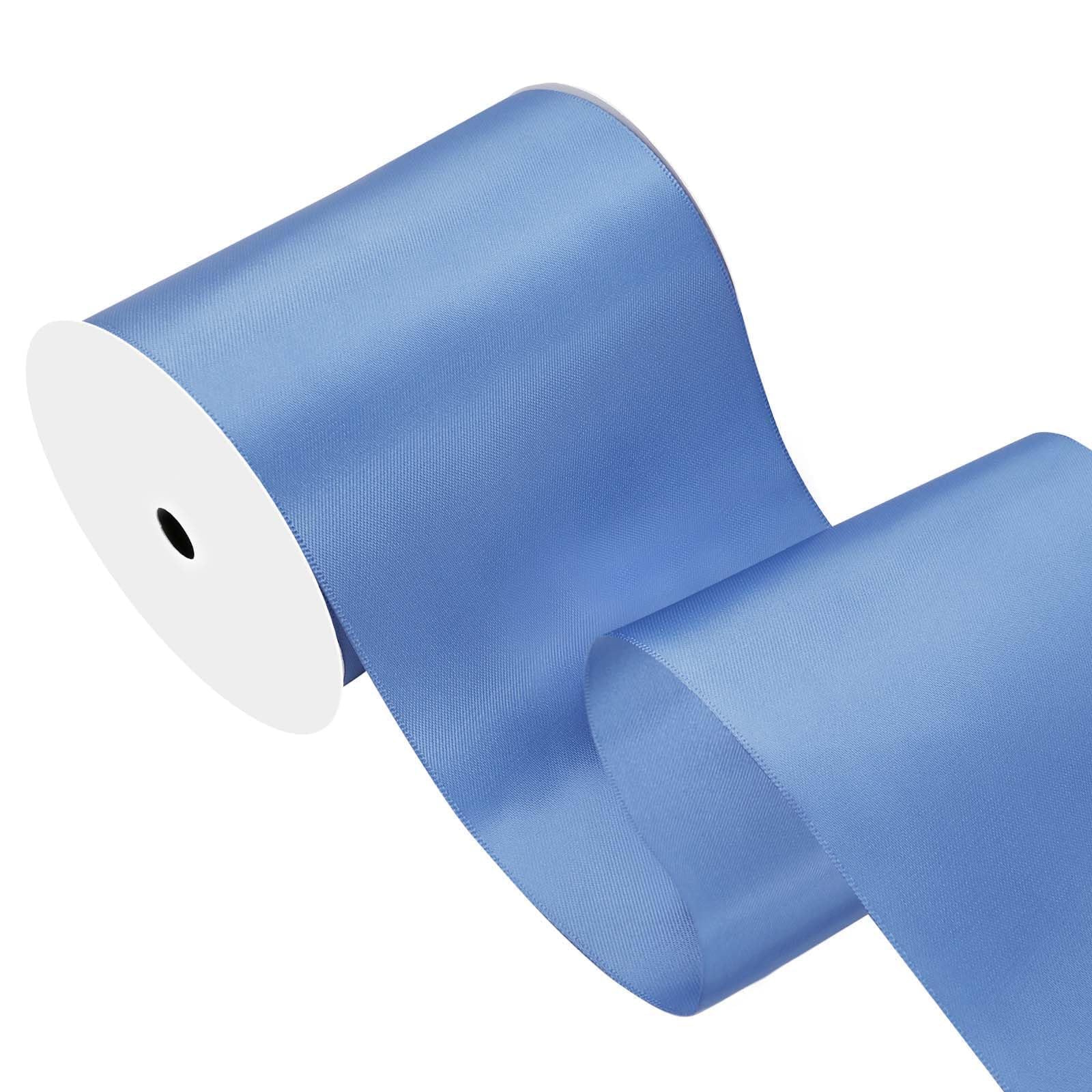Smoke Blue Satin Ribbon 4 inch X 15 Yards Polyester Ribbon for Gift Wrapping Very Suitable for Weddings Party Hair Bow Invitation Decorations and More