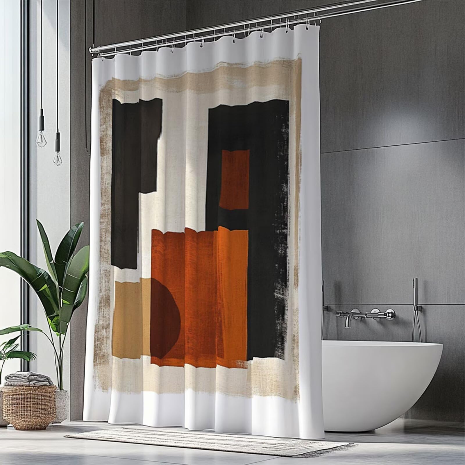 Rideau de douche 100x180 brun imperméable avec 12 crochets