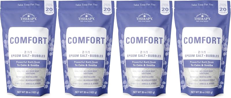 Village Naturals Therapy Espuma para Banho Comfort com fragrância Blueberry Citrus, Pacote com 4