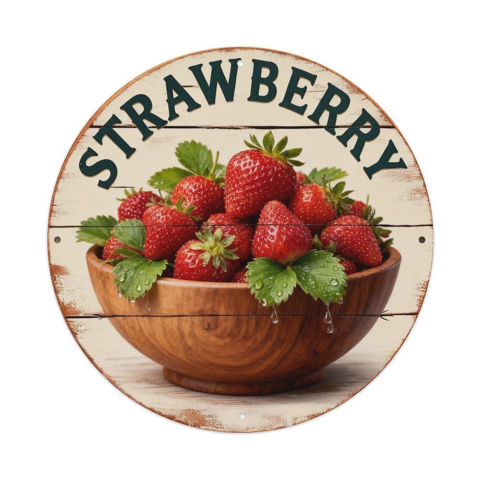 Strawberry Sign Metal Tin Sign Plaque