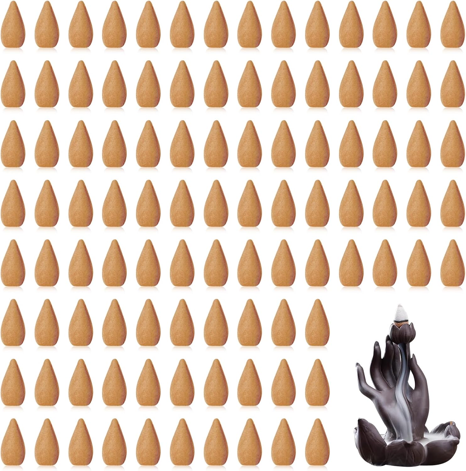 100Pcs Osmanthus Backflow Incense Cones Bulk, Long Lasting May Flower Waterfall Fragrant Cone, Natural Handwork Scents for Aromatherapy Meditation & Yoga