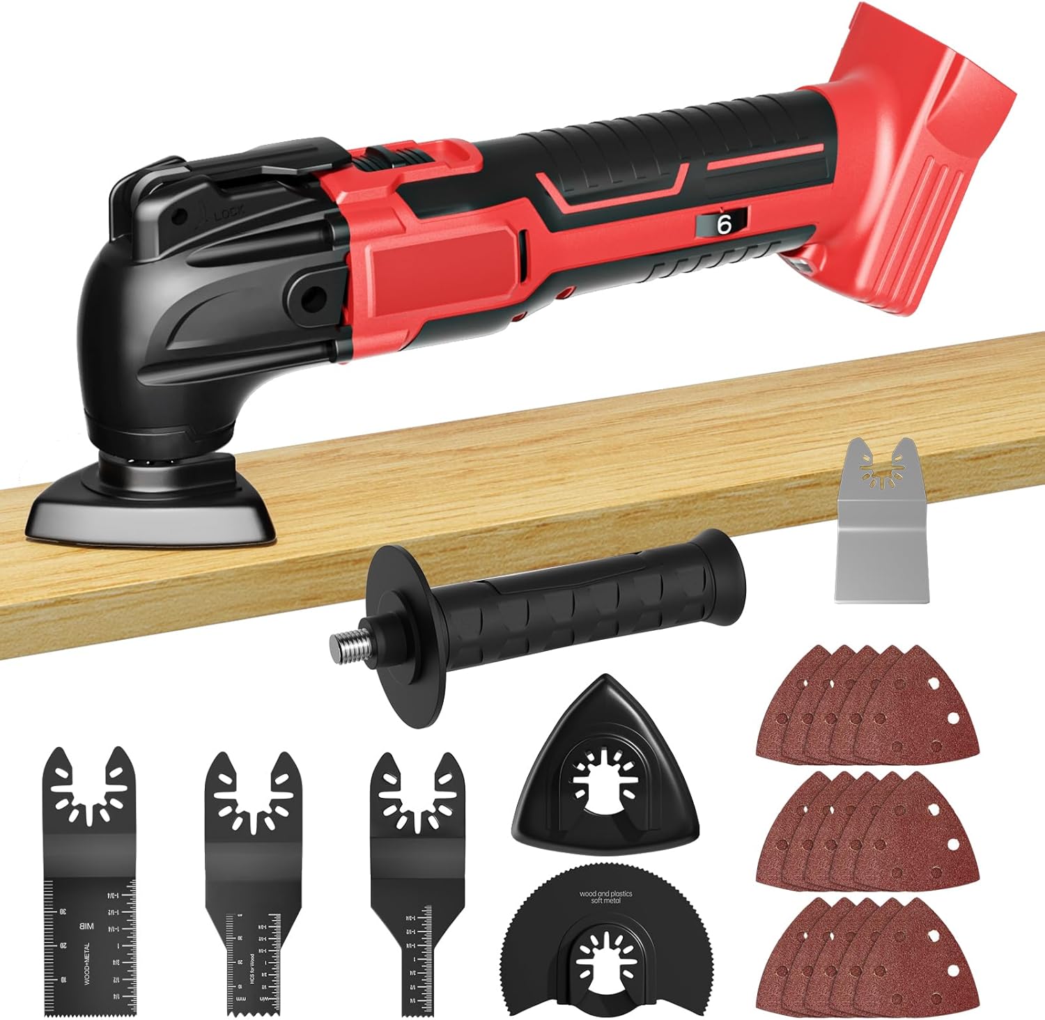 Cordless Oscillating Tool for Milwaukee 18V Battery, Oscillating Multi Tool Kit with Auxiliary Handle, 6 Variable Speed, Oscillating Saw for Scraping, Sanding, Cutting Wood (Battery Not Included)