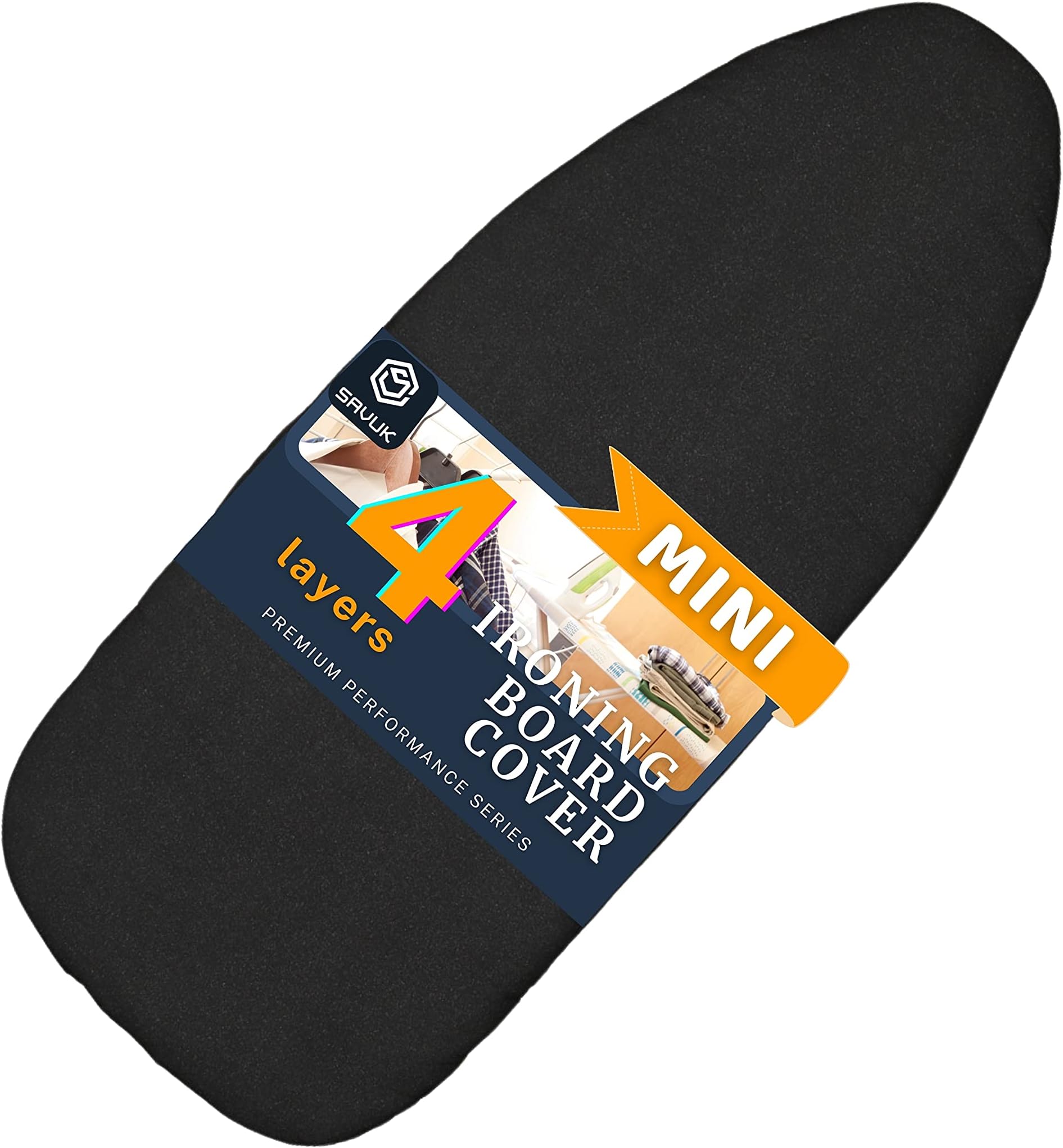 12.5 X 32 inch Smart Table Top Ironing Board Cover and Pad with Standard Size, Fits Small, Mini Board, Easy Placement, Extra Thick Padding, Elastic Cord, Heat Reflective (Black, 12.5" X 30")