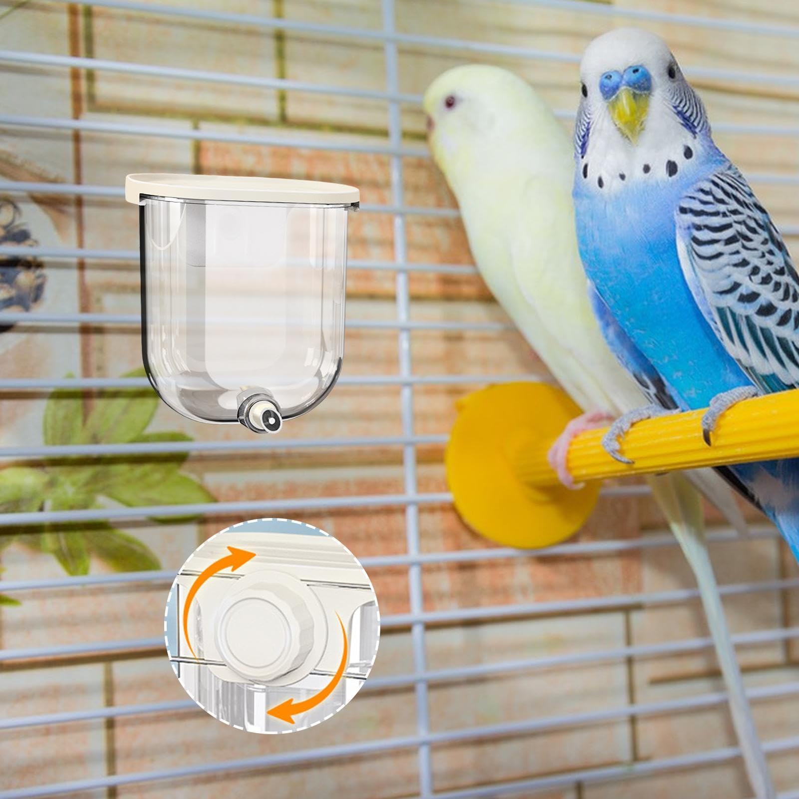 Bevitore per Uccelli da Gabbia - Beverino per Pappagallini | Accessorio per Gabbia da 330ml Montato a Pressione Senza Gocciolamento per Colibrì Canarini Pappagallini Parrocchetti