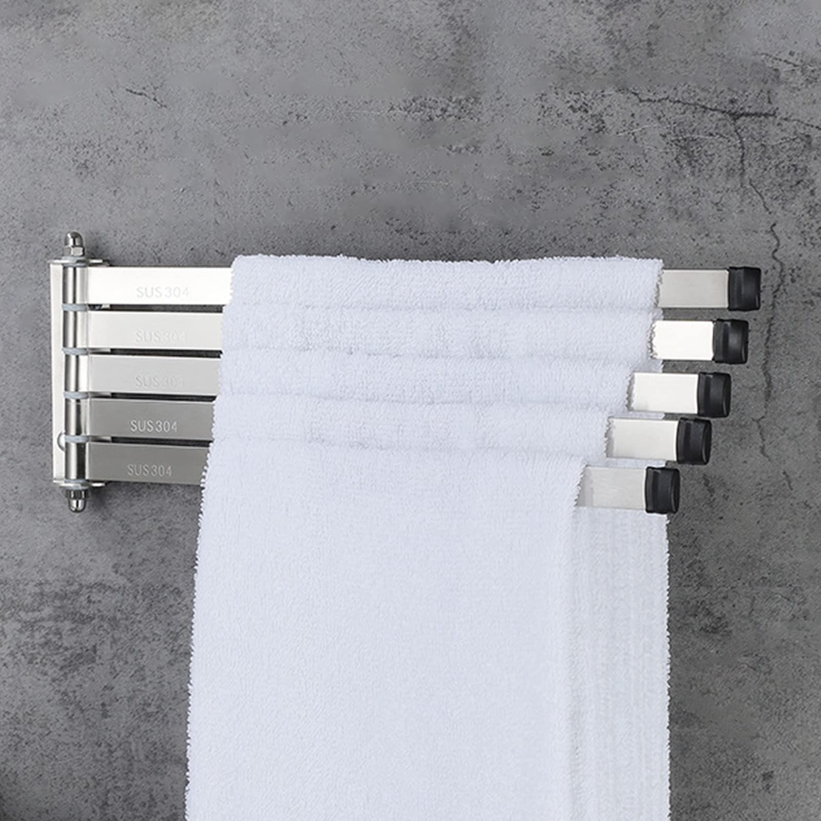 Porte-serviettes pivotant 5 barres extra long fixation murale cuisine et bain