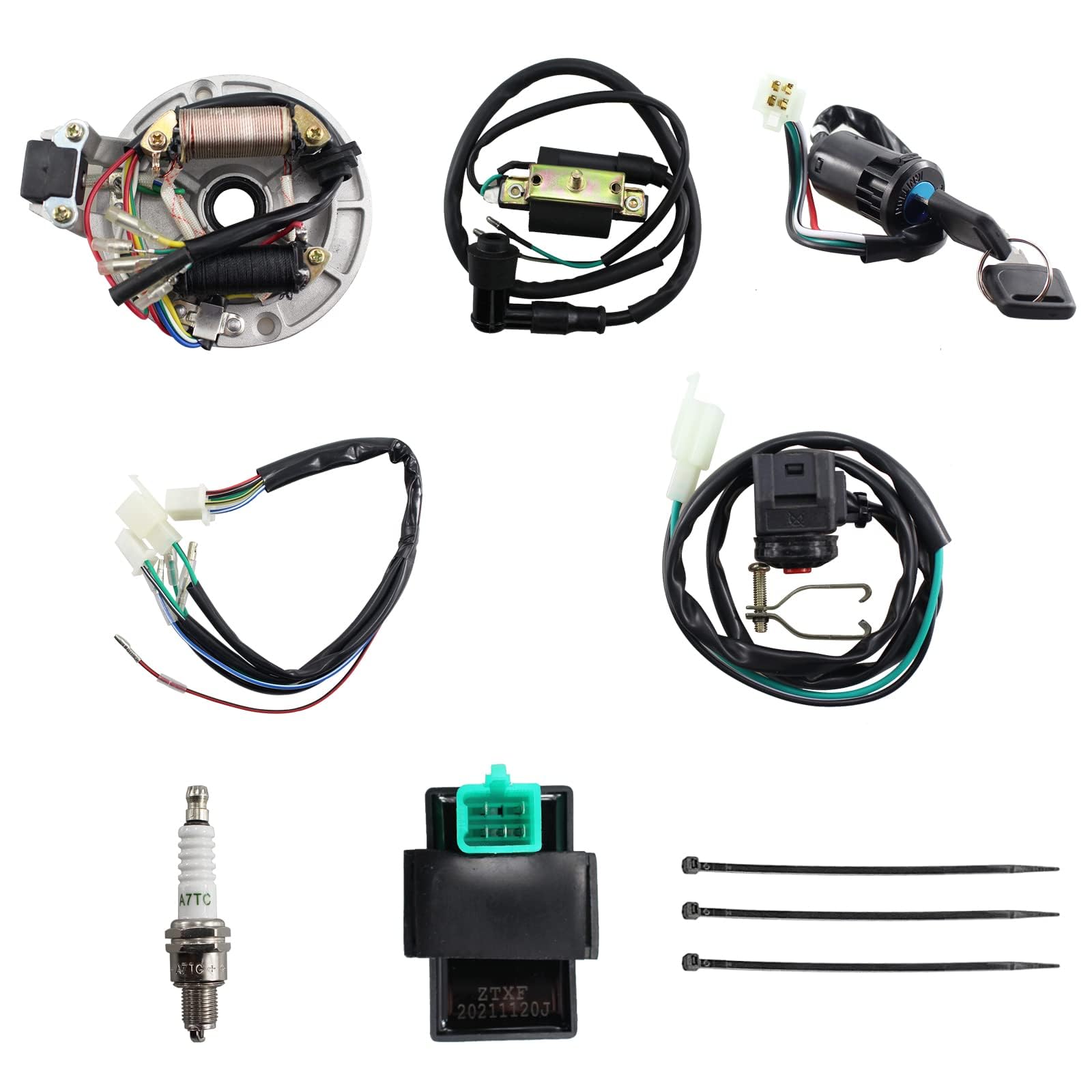 PRO BAT Lifan Stator Kick Start Electric Wire Harness Kit Complete Wiring Harness Loom CDI Coil Magneto Pit Dirt Bike ATV SSR YX Coolster for 50cc 70cc 90cc 110cc 125cc 140cc