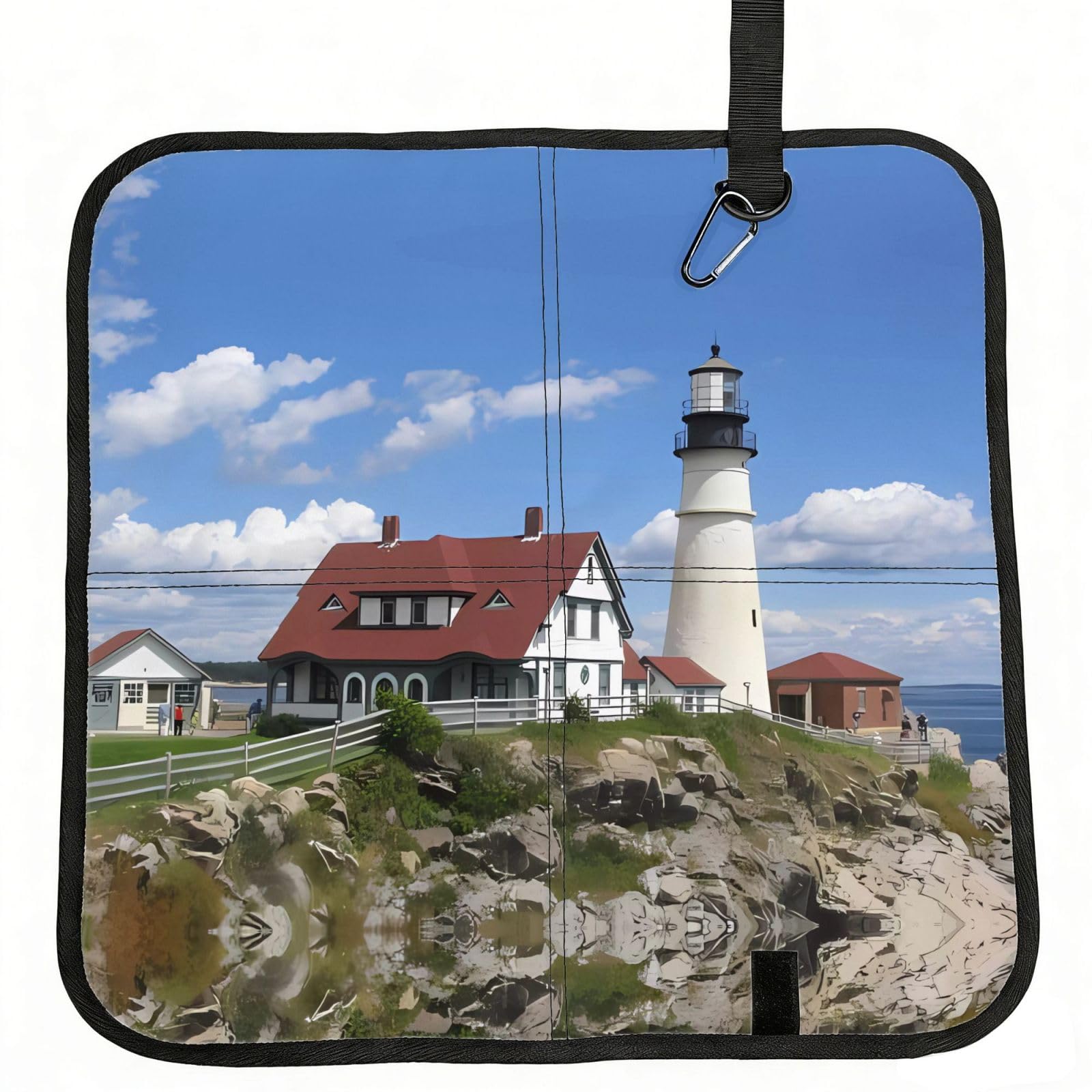 WZYCWB Lighthouse Backdrop Foldable Seating Cushion with Carabiner - Stadium Mat for Camping, Hiking and Outdoor Activities