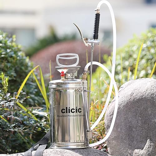 Miniatura 4 de CLICIC Pulverizador profesional de acero inoxidable con mochila (4 galones)