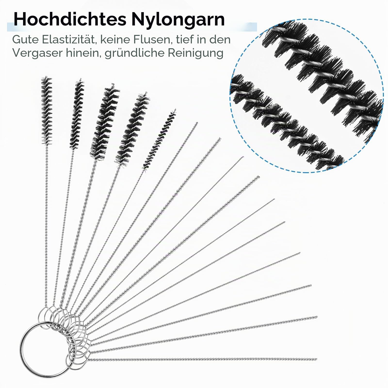 Andibro Reinigungs Set für Vergaser,Vergaser Reinigungsset Kohlenstoffschmutzstrahl Entfernerreiniger 13 Reinigungsdrähte + 10 Reinigungsnadeln + 5 Nylonbürsten Schweißspitzenreiniger (B)