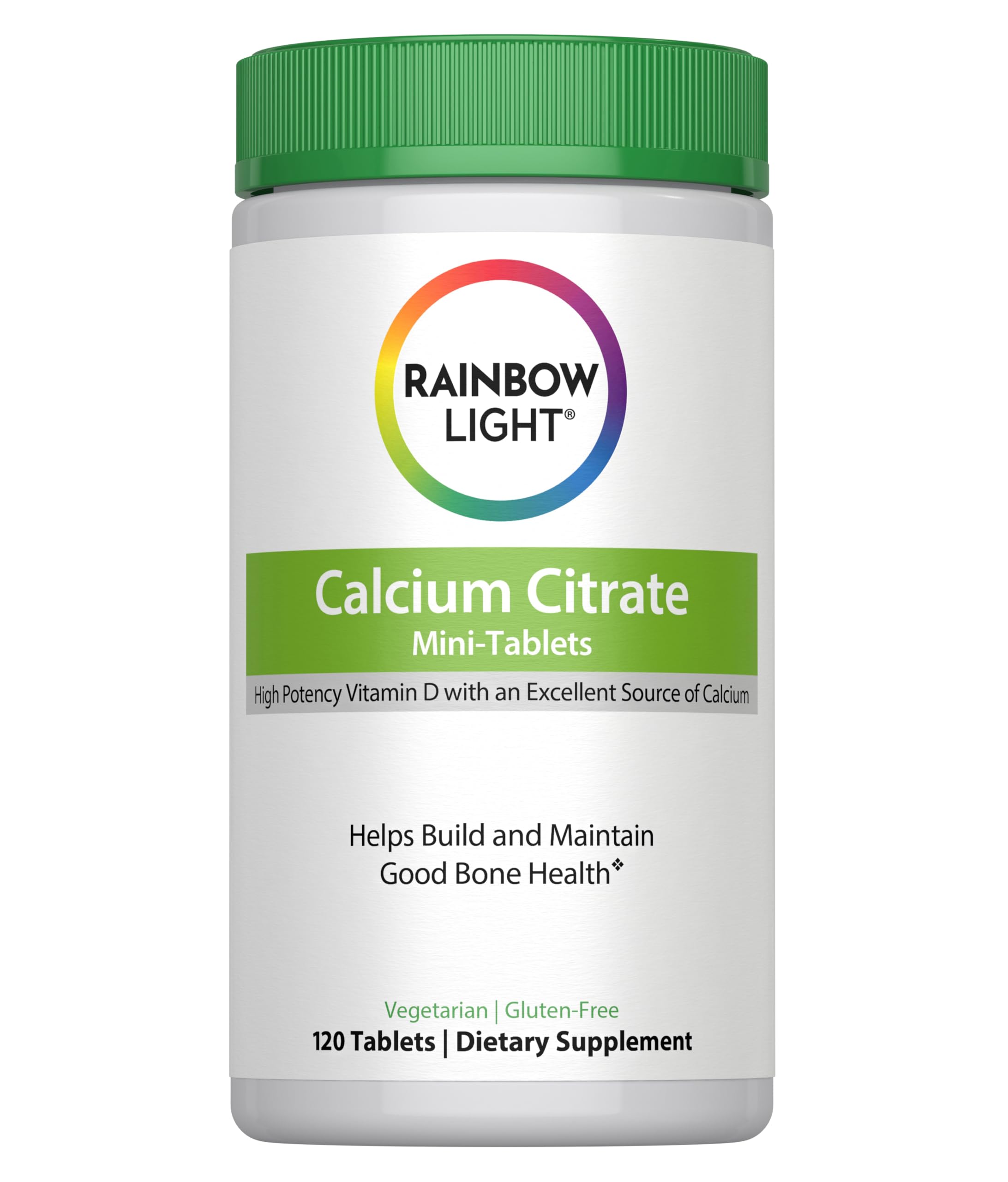 Rainbow Light Calcium Citrate Tablets with Vitamin D, Dietary Supplement Provides High-Potency Bone Health Support, with Calcium and Vitamin D, Vegetarian and Gluten Free, 120 Count