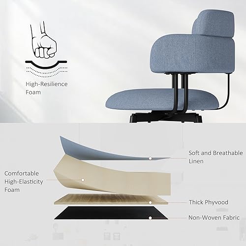 Miniatura 7 de Juego de 2 taburetes de bar giratorios de 24 pulgadas de altura de mostrador con tela de lino tapizada, respaldo completo ergonómico, giratorio de