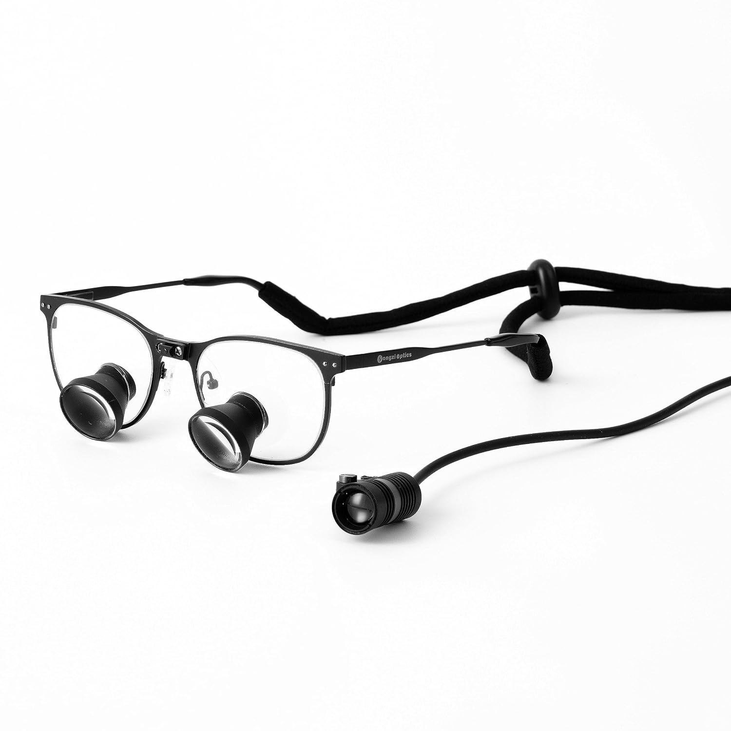 2.5X 3X 3.5X Songzi Optics Black Titanium Frame TTL Dental Surgical Loupes with Led Light Customized Wide Field of View (Magnification:2.5X, Near Pd 62mm)