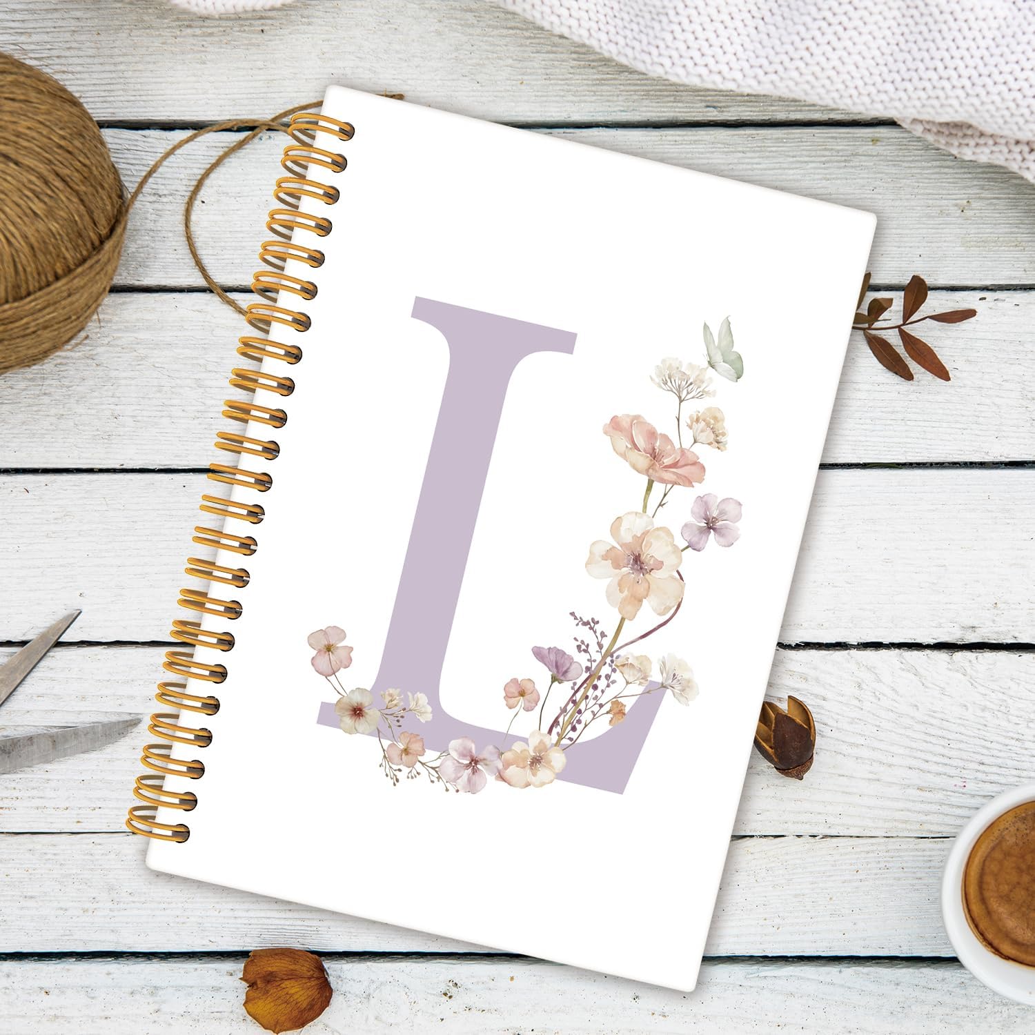 Initial Letter L Notebook, Monogrammed Gifts for Women, Custom Notebook Journals for Writing, Cute Personalized Notepads Journals for Women Floral Hardcover Spiral Notebooks 5.5x8.3 - Image 3