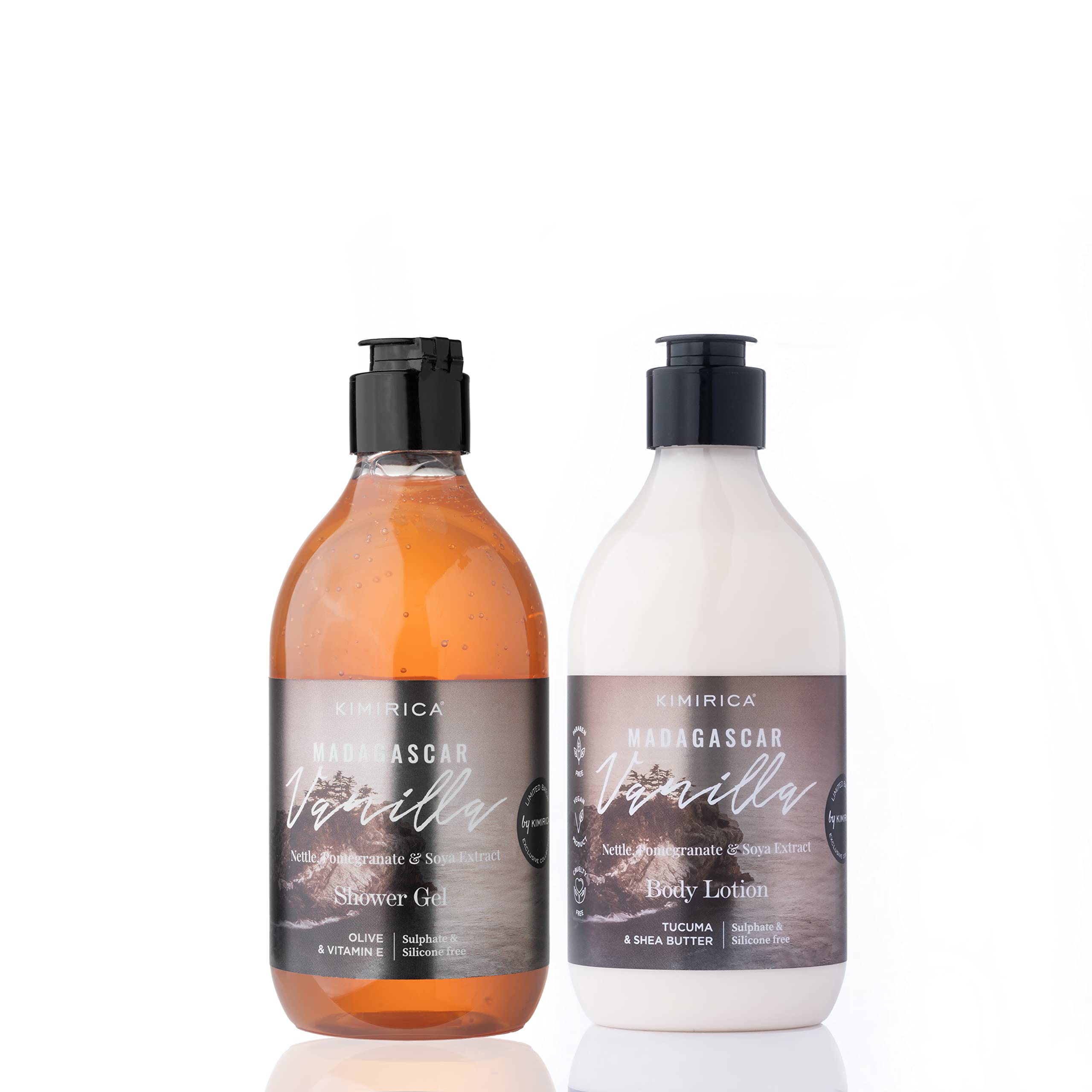 Kimirica Madagascar Vanilla Shower Gel and Moisturizing Winter Body Lotion Duo | Wedding Gift Set of 2 | 100% Vegan, Paraben and SLS Free ( Madagascar Vanilla, 300 ML)-image-43