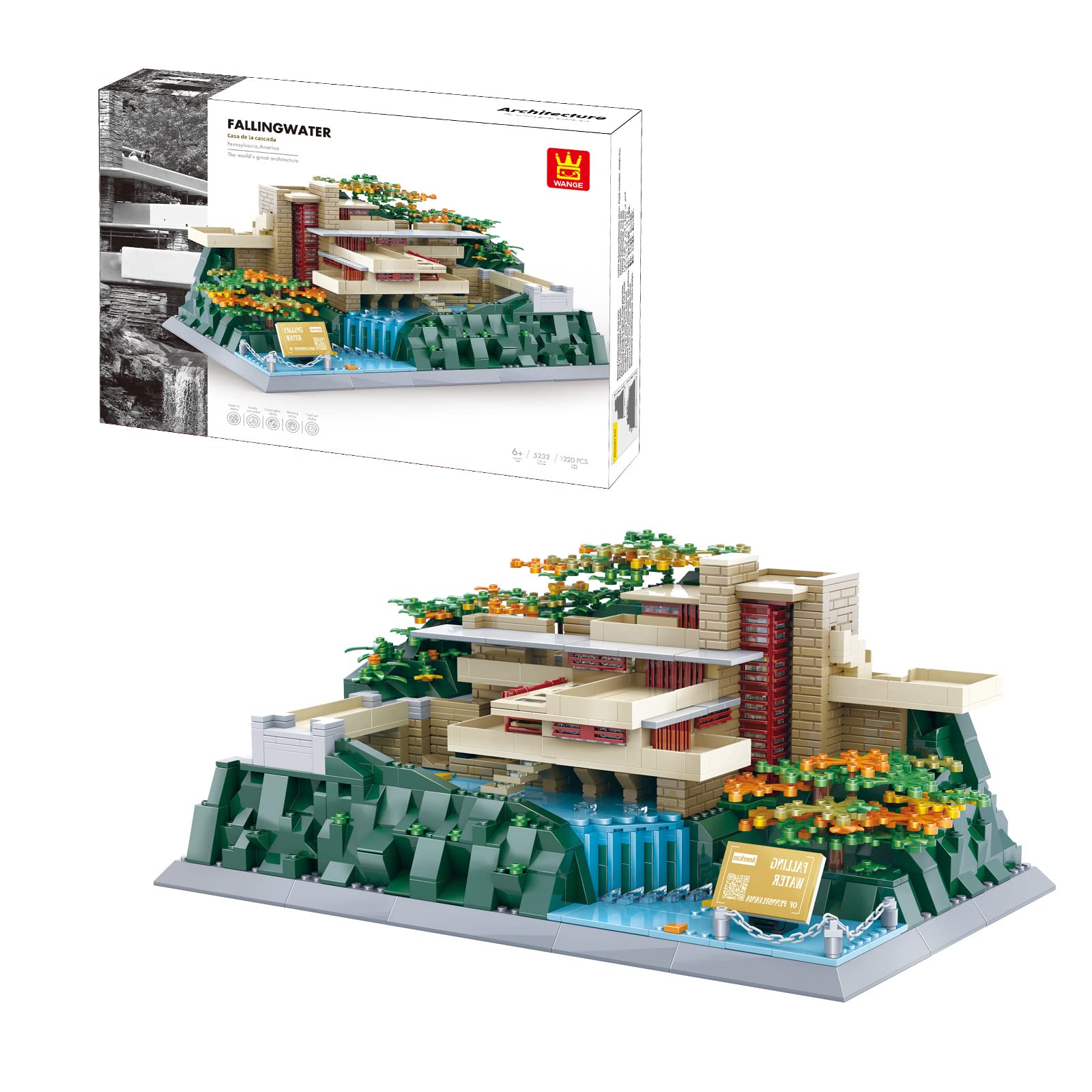 Wange Toys The Fallingwater Building Blocks Model The World's Great Architecture Series Collectible Famous Landmarks Excellent Gift for Teens and