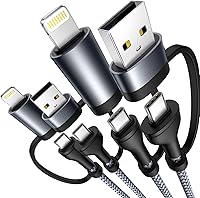 Vista 13 de Cable de carga 4 en 1, adaptador USB C Lightning USB C a USB C 60W PD [carga rápida y sincronización de datos] Cargador múltiple 4 en 1 para iPhone