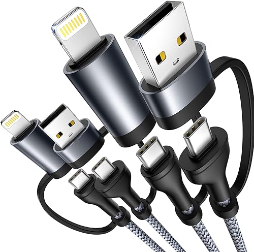 Miniatura 9 de Cable adaptador USB C Lightning, adaptador USB C a USB C de 60 W PD carga rápida y sincronización de datos Cable de carga múltiple 4 en 1 para