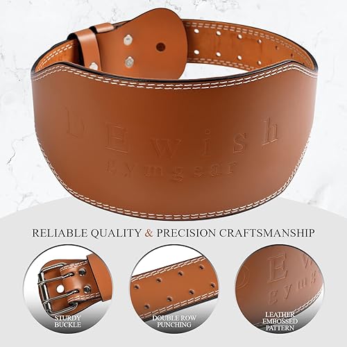 Miniatura 4 de Cinturón de cuero para levantamiento de pesas, 10 agujeros ajustables, 4 y 6 pulgadas de ancho, cinturón de alimentación de doble punta para