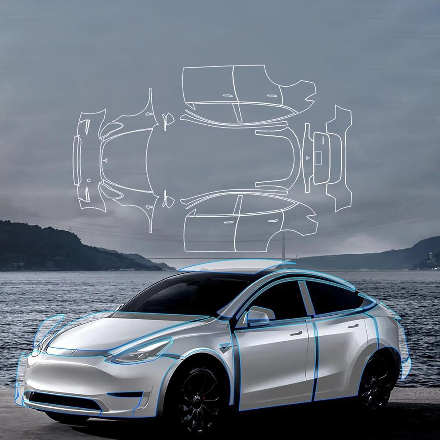 Tlyard Tesla Model 3 Highland 2024 2025 Full Coverage Paint Protection Film Kit, Pre-Cut Scratch-Resistant Shield PPF Kit, Tesla Accessories Scratch Protector Exterior Sun Protection (Highland)