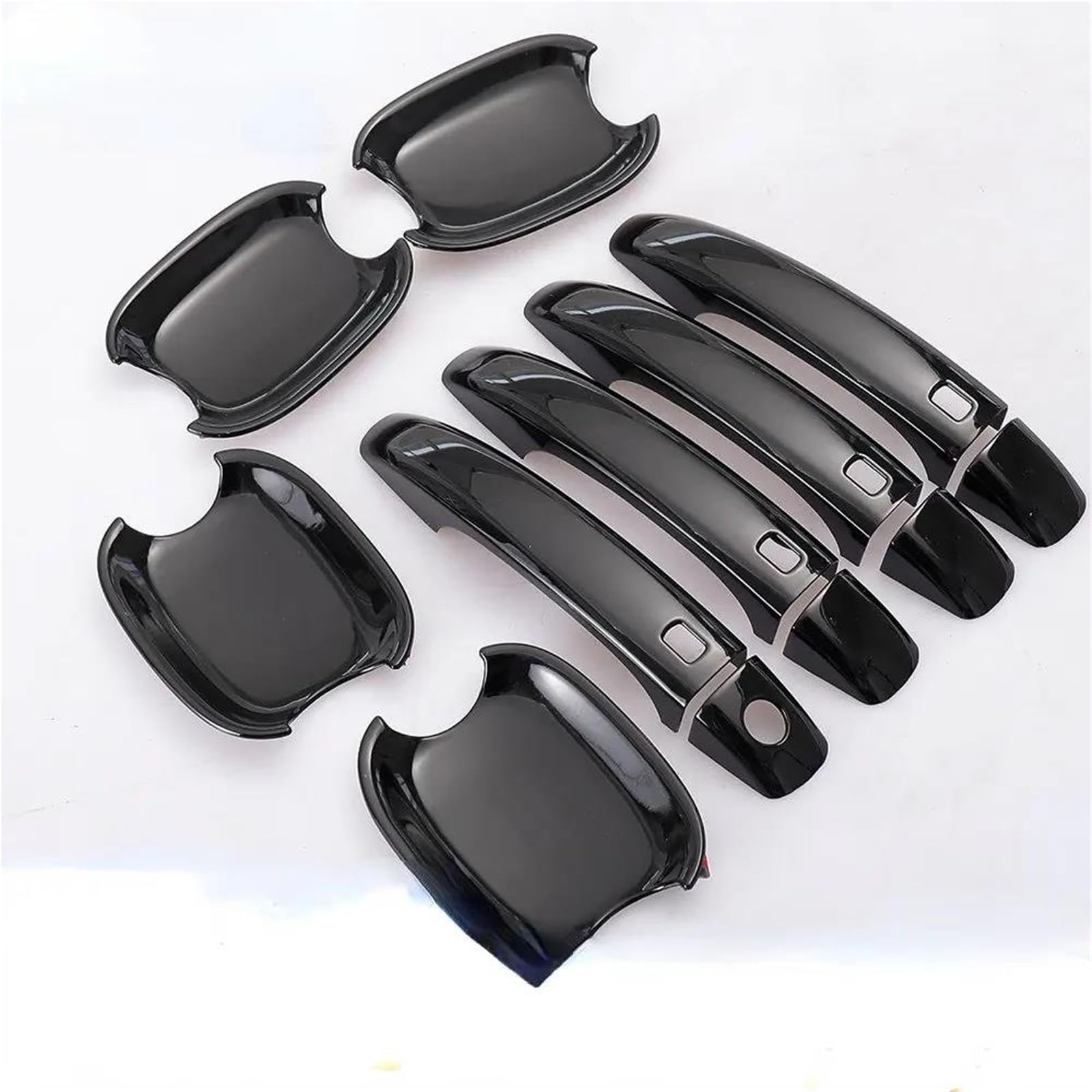 JTWMTY Glossy Black Chrome Car Door Handle Cover Trim Sticker for A4 B8 Q5 Q3 2009 2010~2018 Styling Auto Accessories(Black Handle-Bowl)