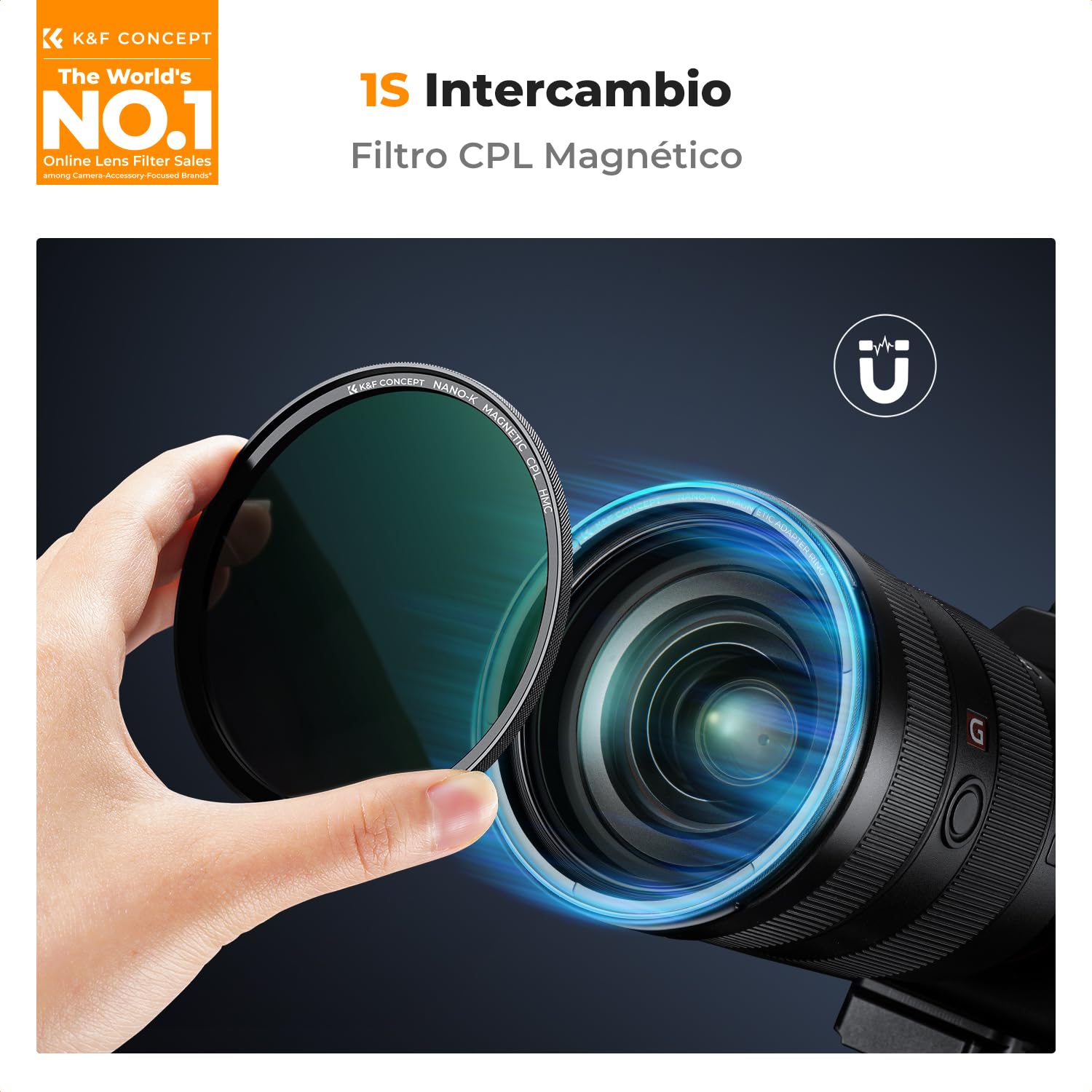 K&F CONCEPT Nano-Klear Filtro Magnético, Filtro Polarizador Circular CPL de Vidrio Óptico con Revestimiento Nano para Objetivo 77mm (Incluye Un Paño de Limpieza)