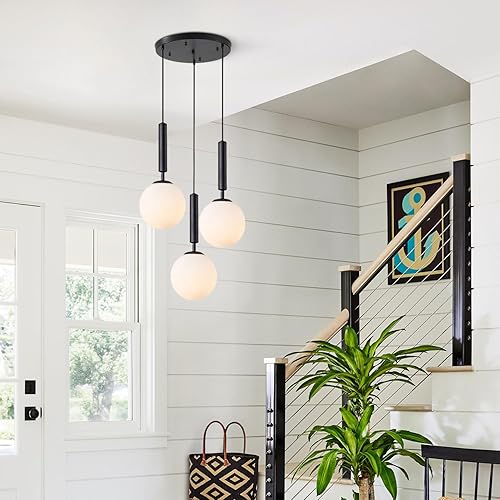 Miniatura 63 de KCO Iluminación moderna globo luces colgantes iluminación isla de cocina luz colgante blanco y dorado iluminación colgante individual vidrio