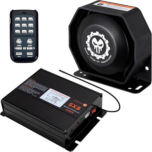 Kit de sistema de megafonía de sirena de policía, sirena de advertencia, 12 V, 200 W, 125-145 dB, control remoto con micrófono de mano para