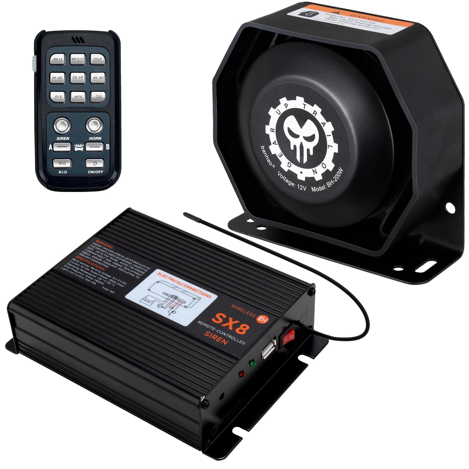Police Siren for Truck Car 12V PA System Kit Remote Control Wireless