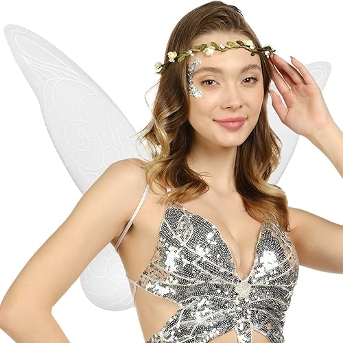 Miniatura 2 de Funcredible Juego de accesorios para disfraz de hada alas de hada corona de hadas alas de hadas de dientes blancos adultos