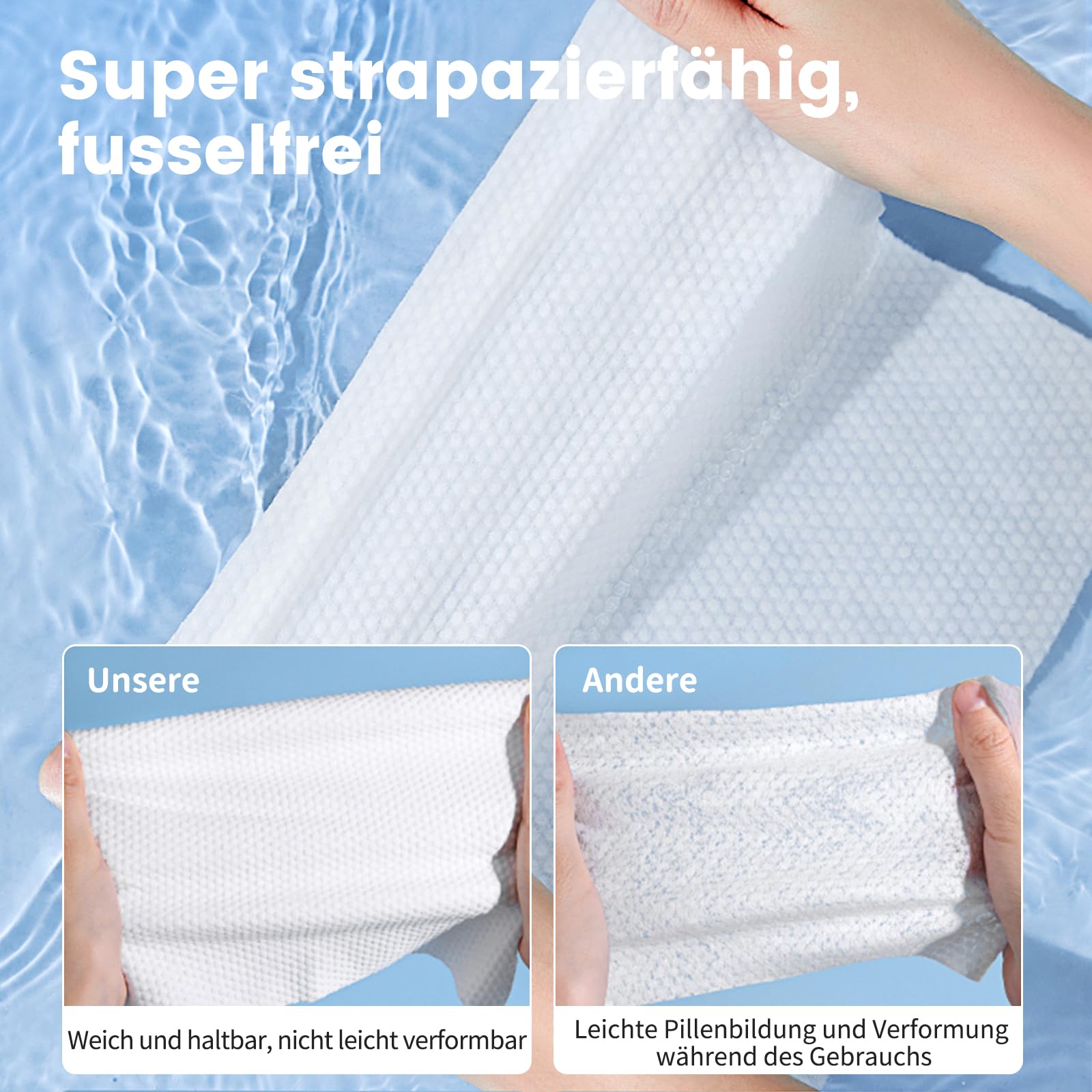 MSQ Lot de 60 serviettes jetables 100% biodégradables pour peaux sensibles | lingettes pour bébé, démaquillant, 25 x 30 cm
