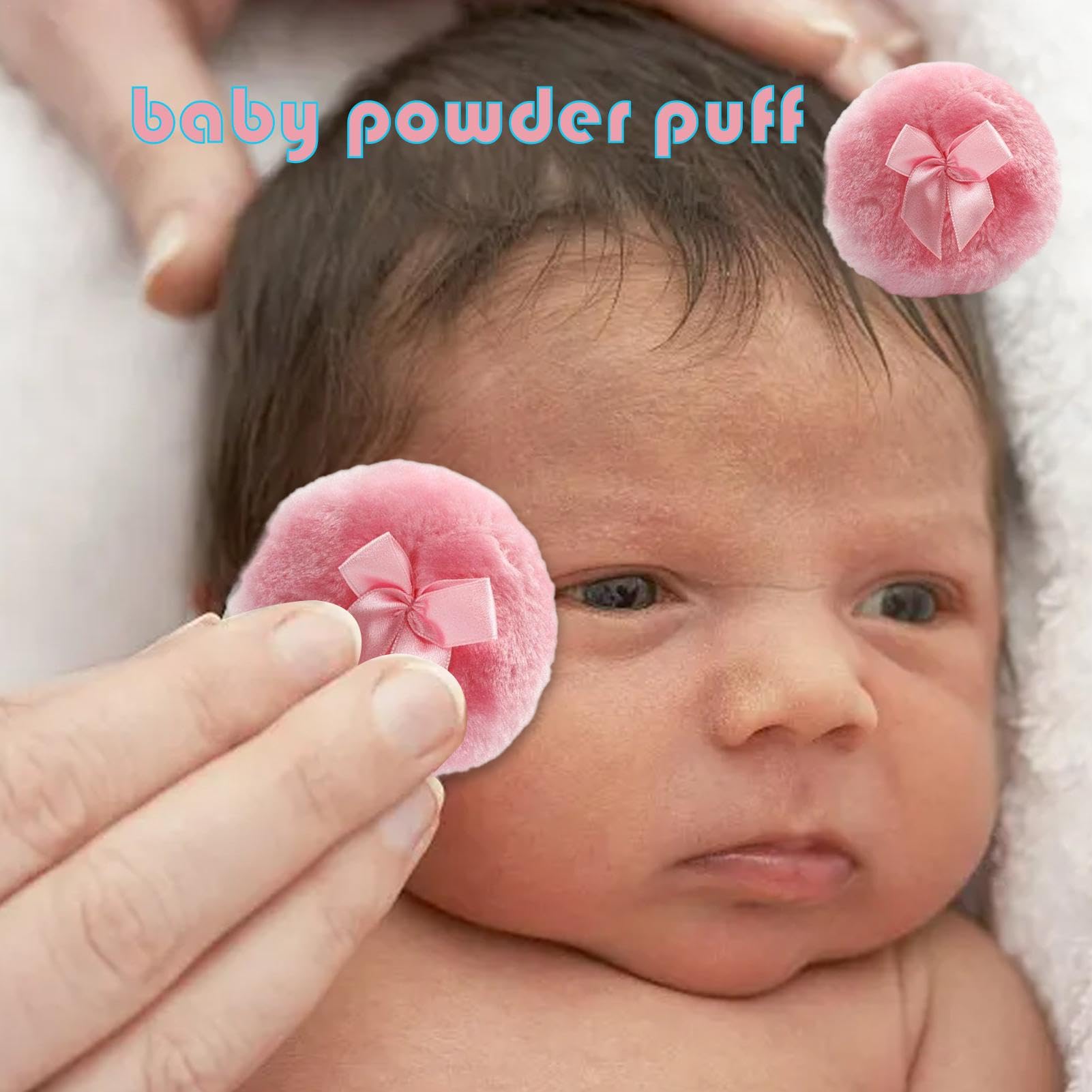 Houppette Per Bambino, Houppette Per Polvere Corporale, Sbuffo Di Polvere Rotonda Ultra Morbido Per Viso E Corpo Con Nodo In Nastro, Strumento Di Trucco A Secco Per Uso Domestico/Viaggio, Applicat