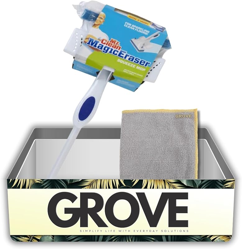 Trapeadores de esponja para limpieza de pisos exprimidos por Mr. Clean Paquete de 11 pulgadas de ancho con paño de microfibra - Limpia la suciedad y la mugre de los pisos, ideal para superficies de vinilo, azulejos y sin cera - Set de regalo (2 artículos)