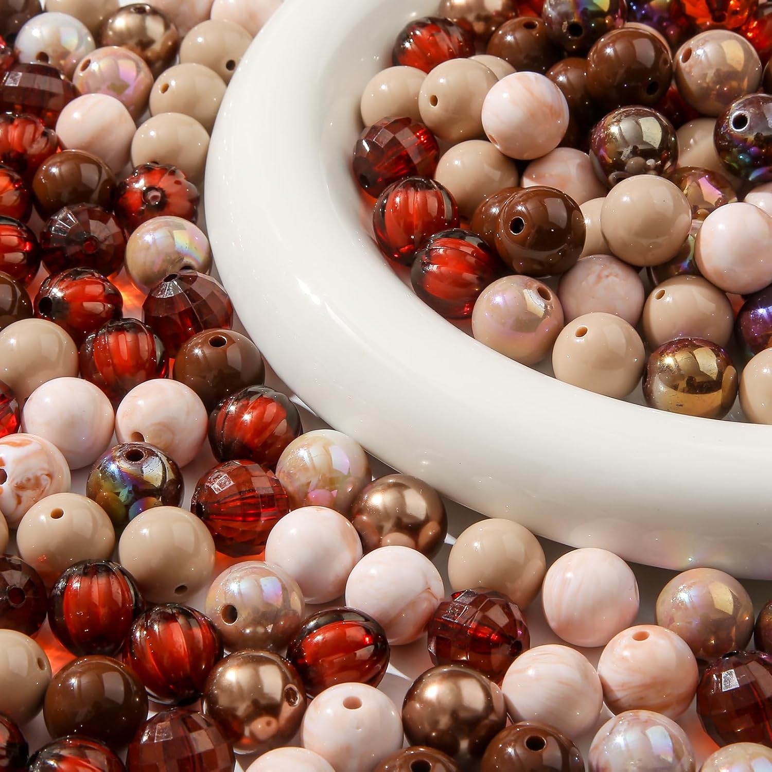 16mm Acrylic Bead 100pcs Brown Focal Spacer Bead Chunk Bubblegum Beads for DIY Crafting Necklace Bracelet Jewelry Making Keychain (Brown) - Image 4