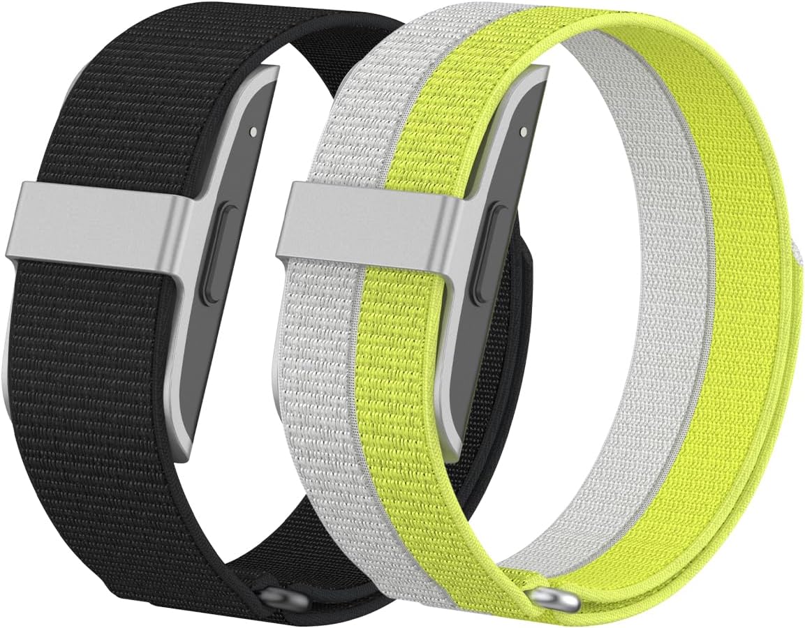 2 Pack Nylon Bands Compatible with Hume Band, Soft Breathable Two-Tone Replacement Straps for Hume Health Band, Adjustable Hook-and-Loop Wristbands for Women and Men