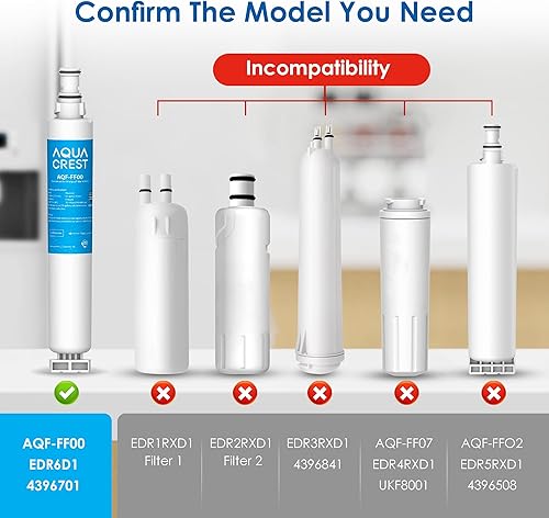 Miniatura 2 de AQUA CREST 4396701 Filtro de agua para refrigerador, repuesto para Whirlpool EDR6D1, 4396702, Kenmore 9915, 46-9915, filtro EveryDrop 6, L200V,