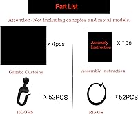 Vista 4 de Gazebo - Cortina de privacidad de repuesto universal de 4 paneles de pared lateral con cremallera (solo curciano) (10 x 12 pies, negro)