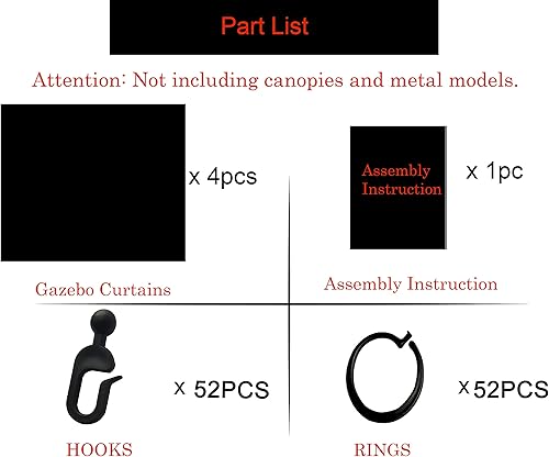 Miniatura 4 de Gazebo - Cortina de privacidad de repuesto universal de 4 paneles de pared lateral con cremallera (solo curciano) (10 x 12 pies, negro)