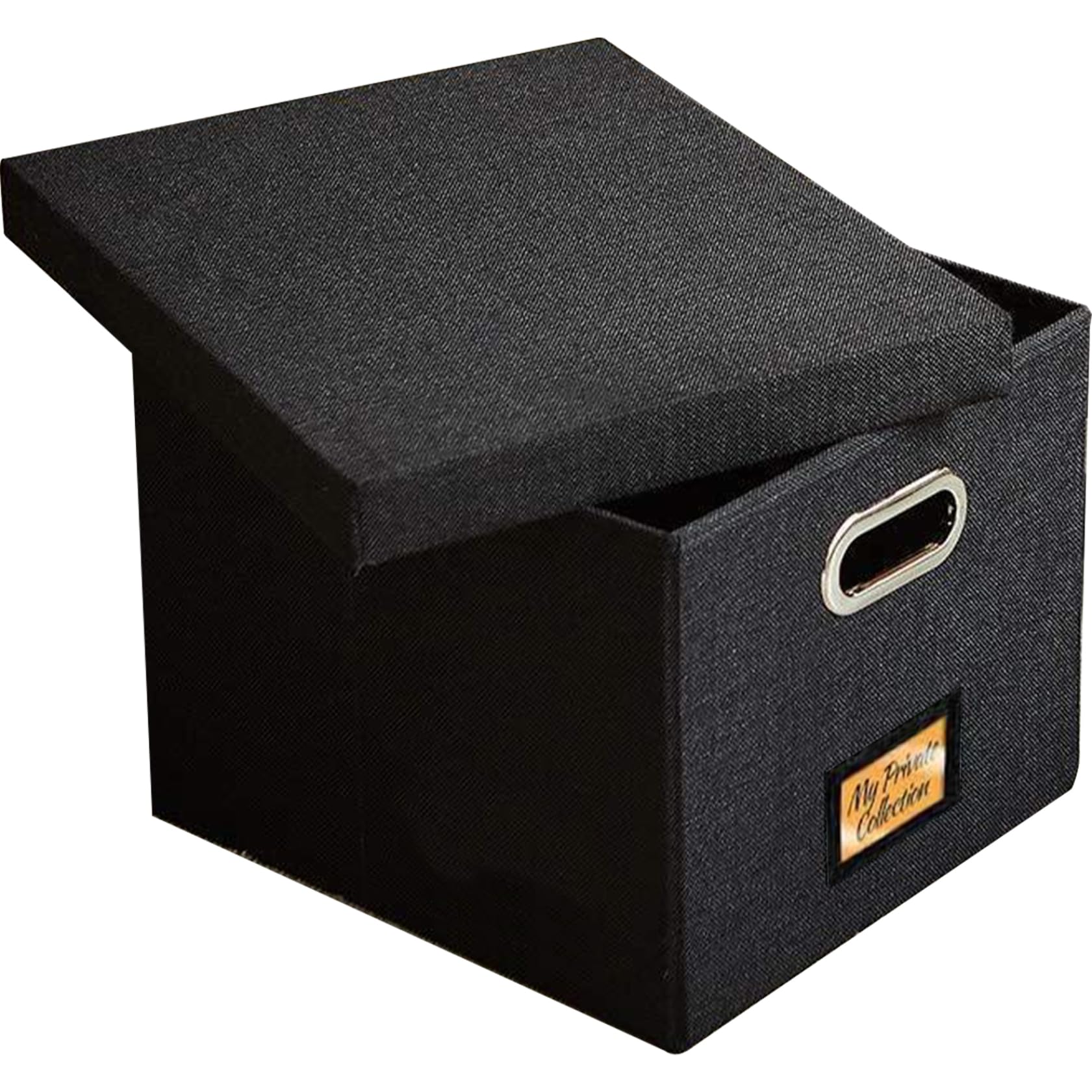 Caja para discos de vinilo de lino premium con tapa y asa