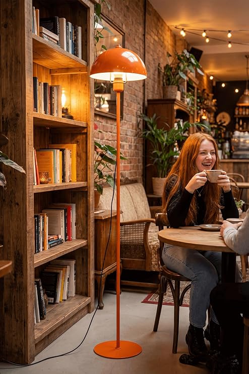 Marrien Luna Zemin Lambaderi, Modern Salon ve Oturma Odası Köşe Aydınlatması - Turuncu – Ayaklı Lambader, Zemin Lambası, Okuma Köşesi için Modern Yer Lambası