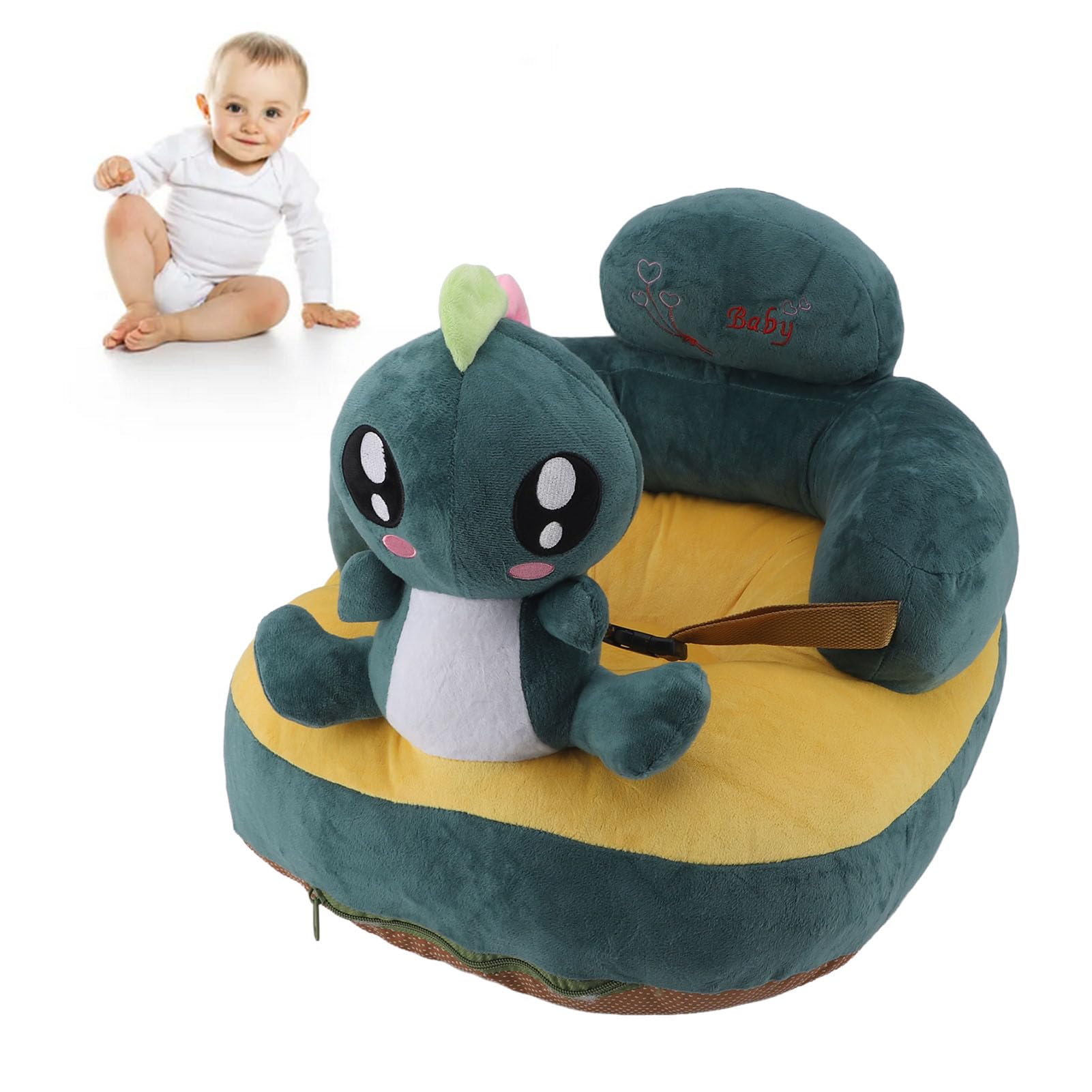 Lernstuhl Super Soft Plüsch einstellbarer Winkel tragbarer Baby -Stützsitz für Säuglinge Kleinkinder sicher bequemes stabiles Design (Grün)