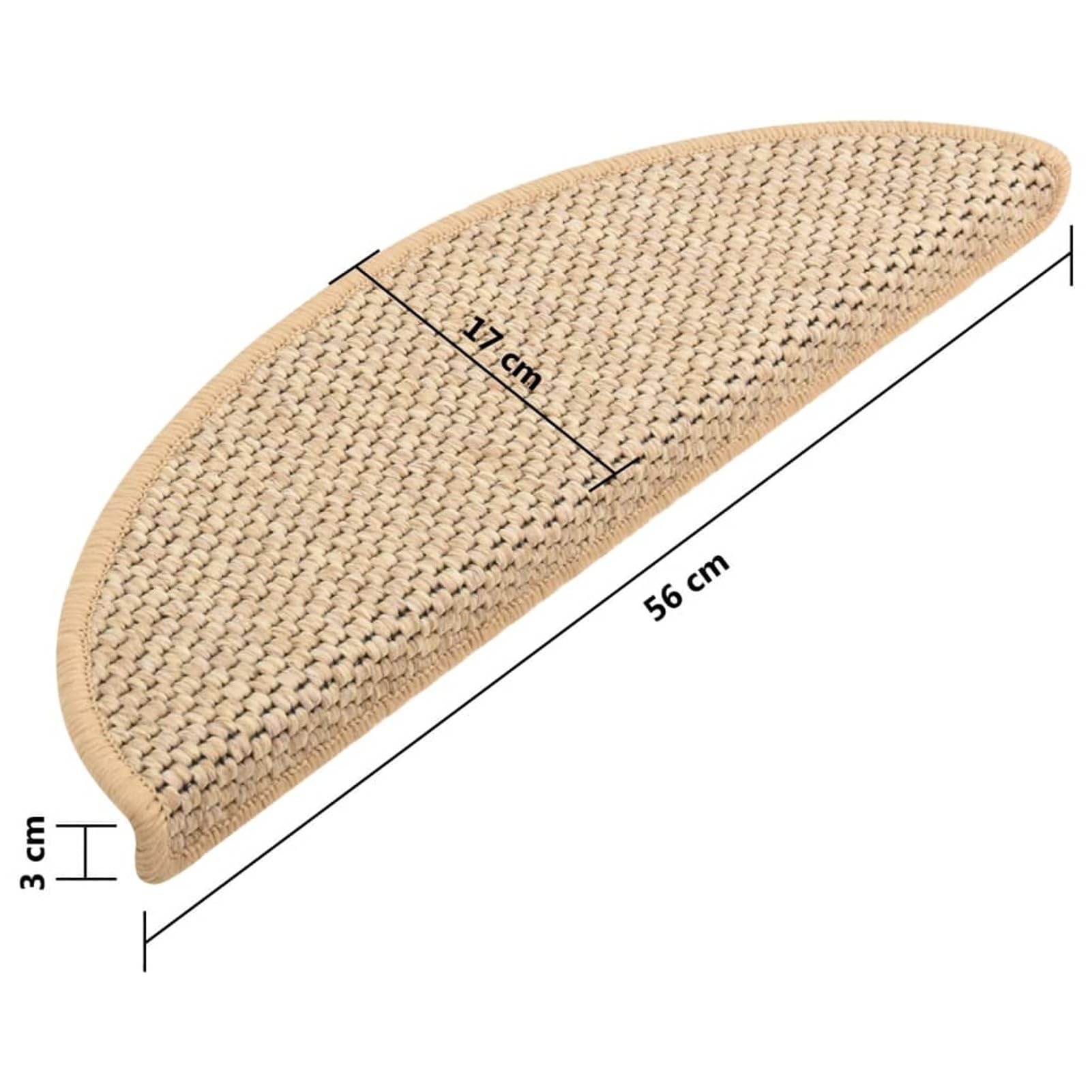 ShGaxin Treppenmatten Selbstklebend Sisal 15 STK Stufenmatten, Treppenteppich, Antirutschmatten Für Treppen, 56x20 cm Hellbeige