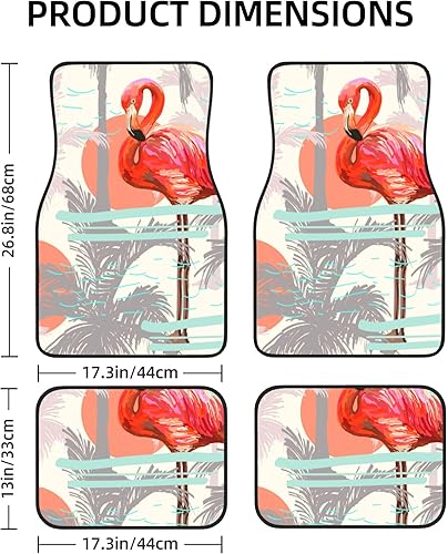 Miniatura 2 de LAKIMCT Alfombrillas de neopreno para automóvil de flamenco floral de verano, para automóvil, impermeables, antideslizantes, juego completo,