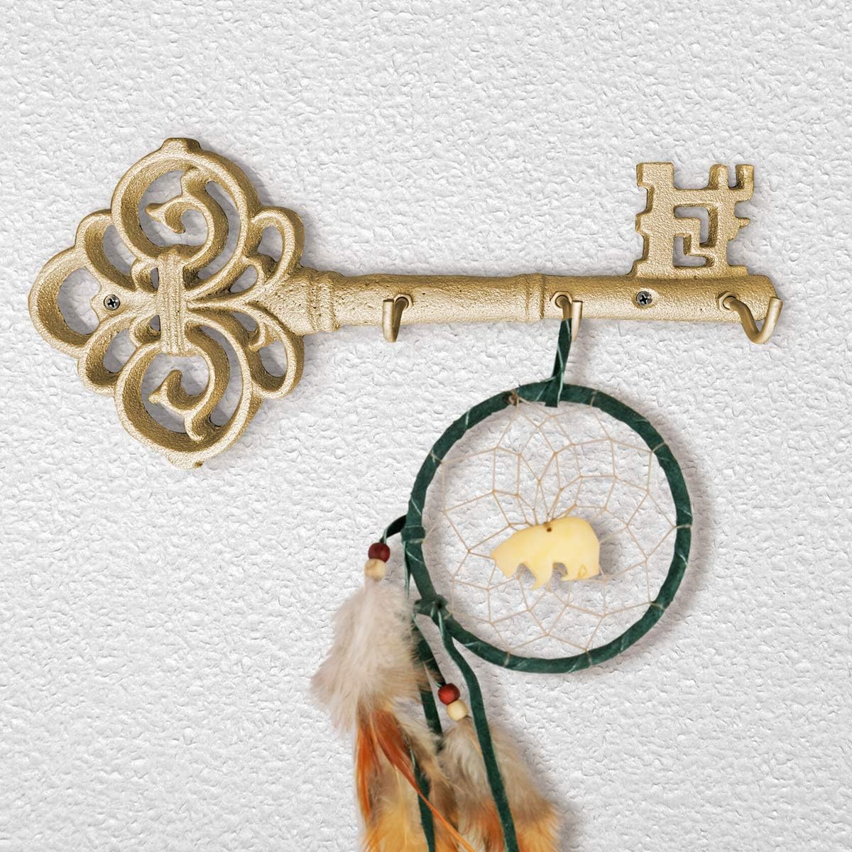 Wallcharmers Large Skeleton Key Wall Hooks | Rustic Vintage Cast Iron Wall Decor