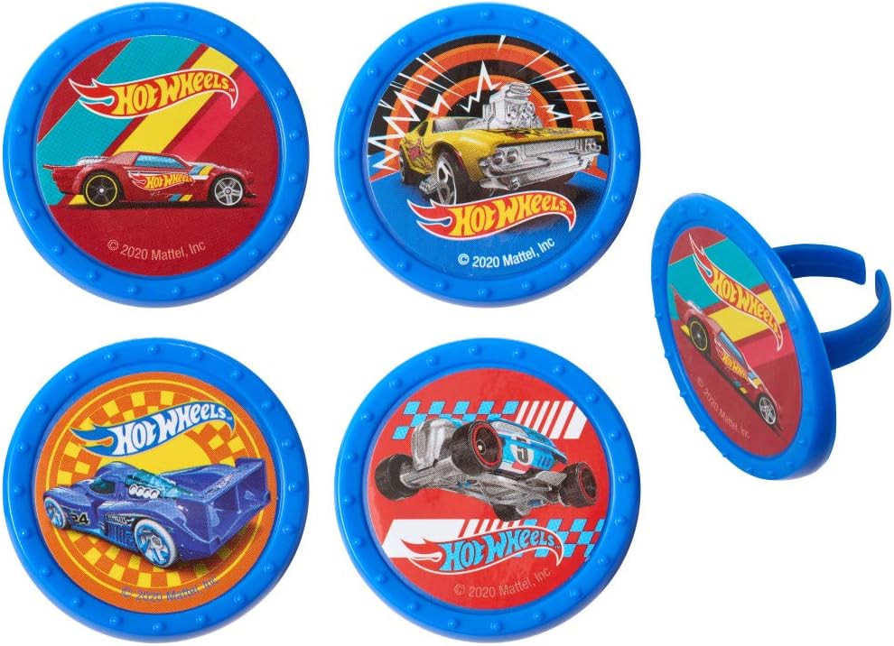 cake cupcake topper Hot Wheels Way 2 Fast Cupcake Rings - 12 Ct