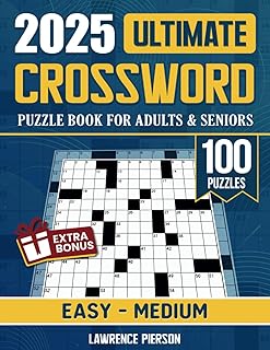 Sponsored Ad - Easy to Medium Crossword Puzzle Book For Adults and Seniors - 100 Puzzles: Engaging and Easy on the Eyes Br...