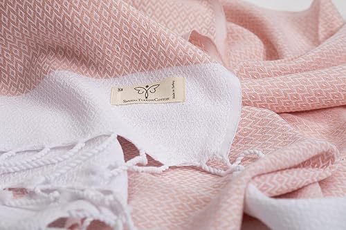 Miniatura 29 de SMYRNA TURKISH COTTON - Toalla de playa turca original de la serie Herringbone Algodón, prelavada, 37 x 71 pulgadas Toalla de baño peshtemal