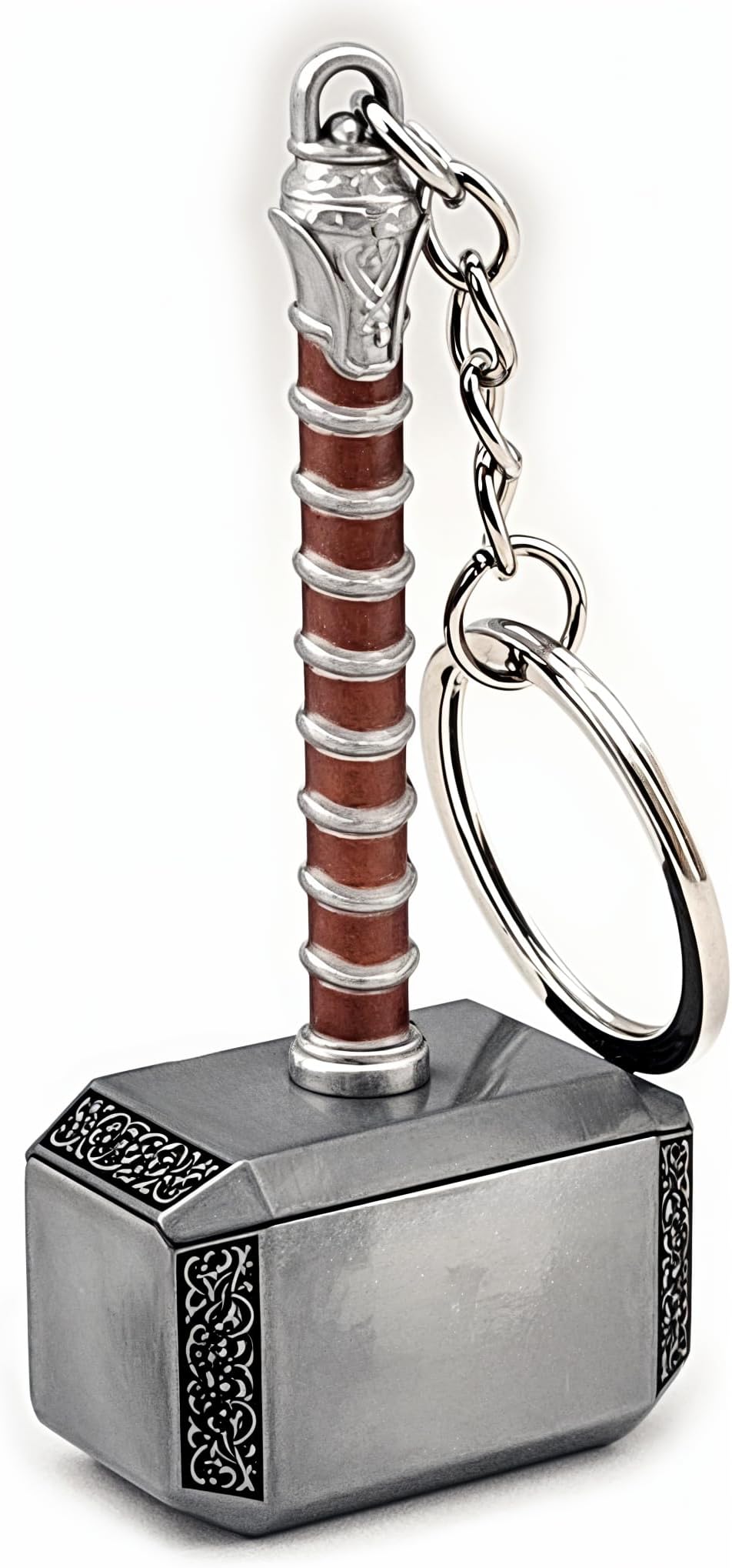 Thor Hammer Marvelous Mjolnir Keyring Fits Perfectly With Characters and Toys Exclusive Single Piece Solid & Impossible To Snap (Silver & Brown)