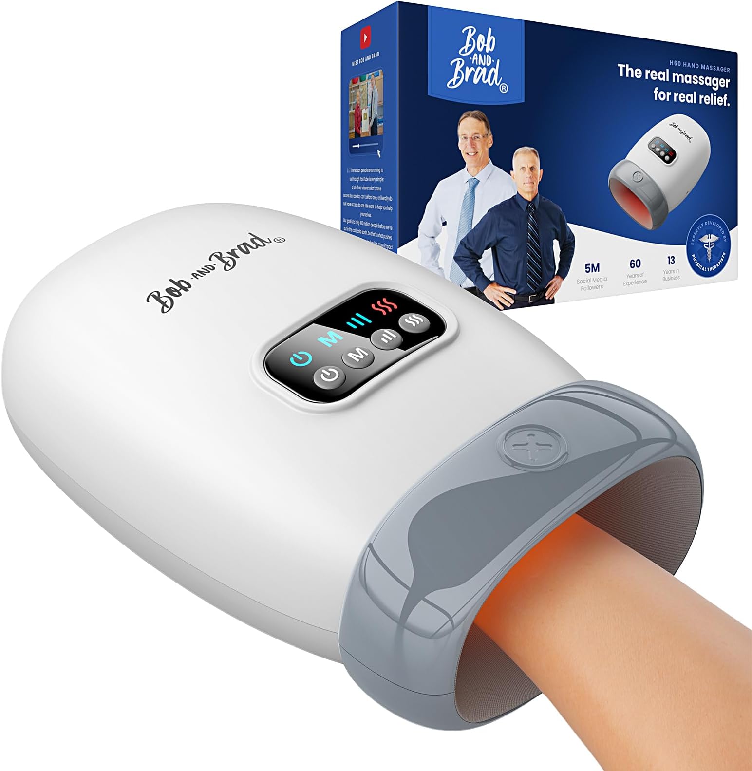 BOB AND BRAD Hand Massager with Heat and Compression, FSA-HSA Eligible, H60 Cordless Hand Massager for Arthritis and Carpal Tunnel, Pain Relief Heated Wrist Finger Massage
