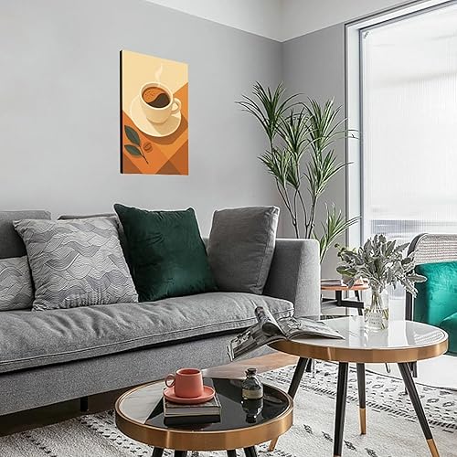 Miniatura 3 de kerneLight Póster de lienzo para taza de café, arte de pared, pintura al óleo, regalo estético, ilustración minimalista de bebida, 12 x 18 pulgadas,
