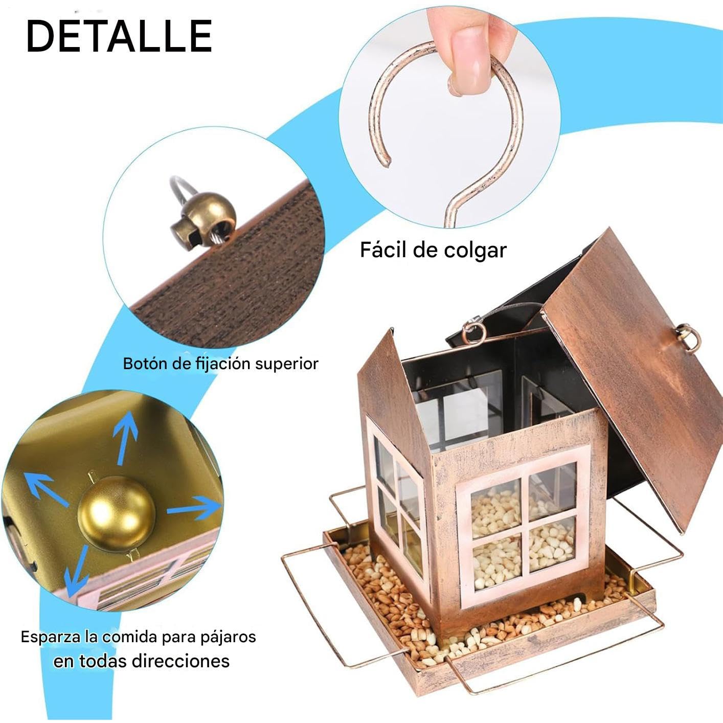 Comederos para Pájaros De Exterior Estación De Alimentación Y Observación | Comederos Para Aves Silvestres Para Exteriores Para Jardín Patio Balcón Terraza Porche Cena